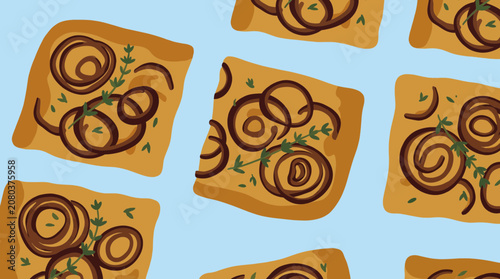 Фотография Caramelized Onion and Thyme Sourdough Focaccia Squares