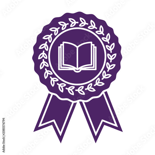Purple book award ribbon with laurel wreath