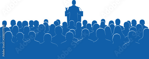 Foto public speaking podium speaker addressing audience leadership conference vector