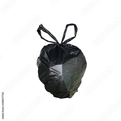 black garbage bag isolated on white.
