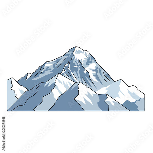 Принти на полотні Snowy Mountain Peaks Illustration.