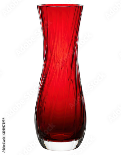 Elegant ruby red glass vase for home interior decor with transparent background