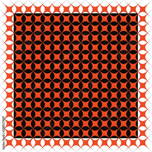 Abstract Orange And Black Geometric Seamless Petal Lattice Pattern Contemporary Decorative Repeat Background.eps