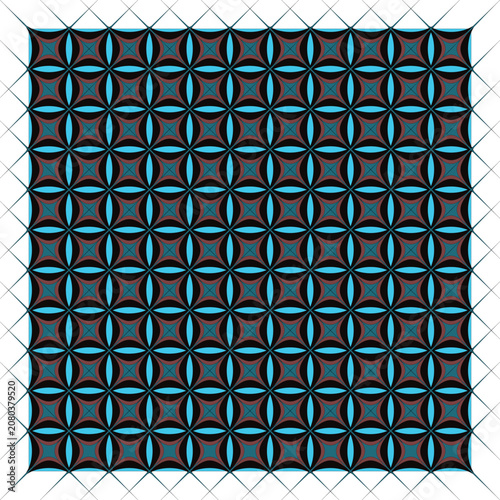Luxury Turquoise And Black Geometric Floral Seamless Pattern With Overlapping Petal Shapes Decorative Modern Background.eps