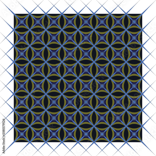 Luxury Dark Blue And Gold Geometric Seamless Pattern With Interlocking Oval Shapes Modern Decorative Background.eps