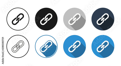 Foto Chain link icons, circle chain symbols, link chain graphics, web link logos