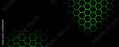 Bild auf Leinwand Dark abstract background template with geometric neon green mesh for technology layouts