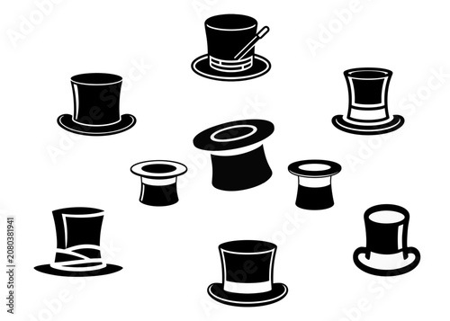 Obraz na plátně Black and white magic hat icon