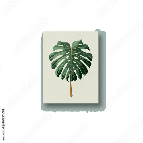 Monstera Leaf Flat Vector Illustration