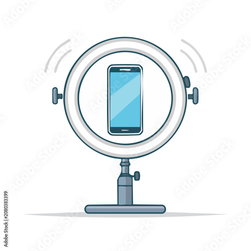 Ring light with smartphone for content creation