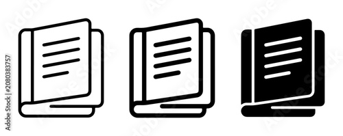 Document Icons Set, Open Book Symbols, Reading and Information Graphics, Vector Illustrations