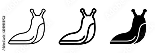 Foto Simple Slug Icons, Outline and Silhouette Vector Graphics, Gastropod Animal Symb