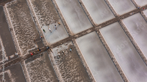 Aerial View of Traditional Salt Farming in Vung Tau, Vietnam