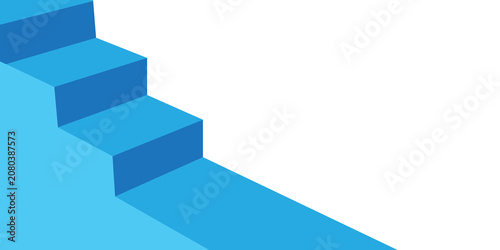 Obraz na plátně Abstract blue stairs ascend from corner, representing progress, steps forward, or personal growth