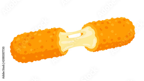 Obraz na plátne Mozzarella cheese sticks with melted cheese vector illustration
