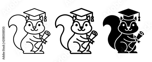 Canvas Print Graduation Squirrel Icons, Cute Academic Animal Vector Art, Education Achievemen