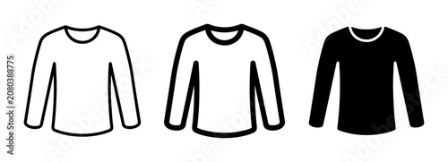 Long Sleeve Shirt Icons, Apparel Vector Graphics, Clothing Symbols for Fashion and Design Projects