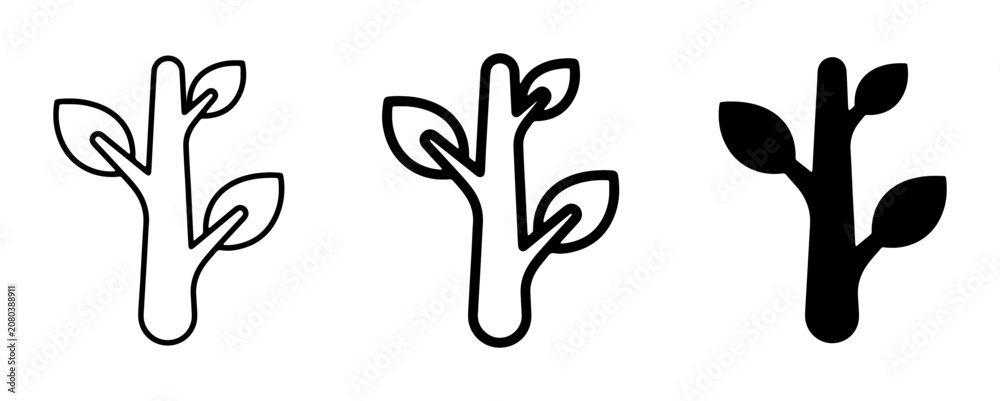 Obraz premium Plant Growth Icons, Seedling Sprouts, Botanical Branch Vector Graphics, Organic Life Symbols