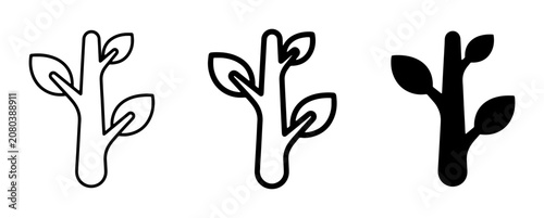 Plant Growth Icons, Seedling Sprouts, Botanical Branch Vector Graphics, Organic Life Symbols