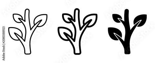 Plant Icons, Seedling Growth Symbols, Organic Leaf Vector Graphics, Nature Sprouts, Botanical Icons Set
