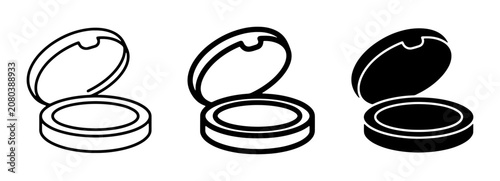 Compact Powder Icons, Makeup Container Vector Graphics, Cosmetic Compact Set, Beauty Product Symbols