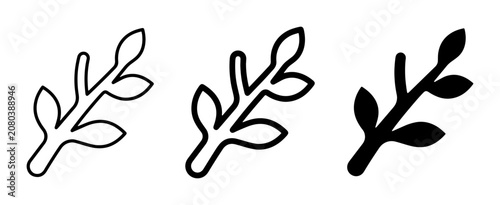 Minimalist Branch Icons, Simple Leaf Outline and Silhouette Vector Graphics for Nature and Botanical Designs