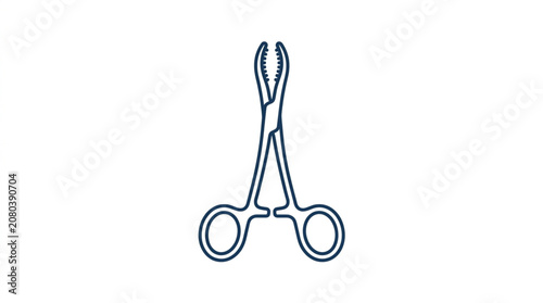 Tablou pe pânză Surgical Forceps Medical Instrument Isolated on White Background.