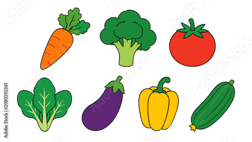 Hand drawn vegetable icon set with assorted fresh produce