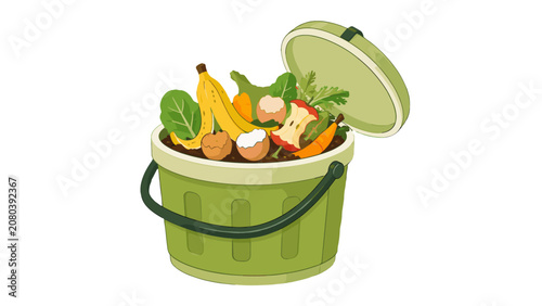Fotografía Organic waste bucket with food scraps for composting