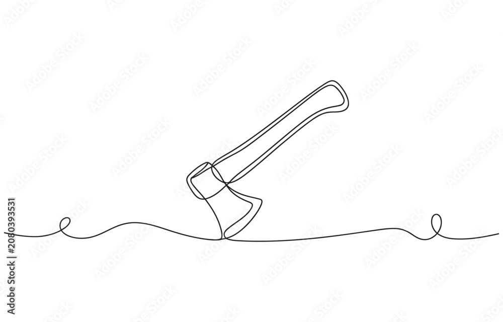 Obraz premium Continuous one line drawing of axe design.