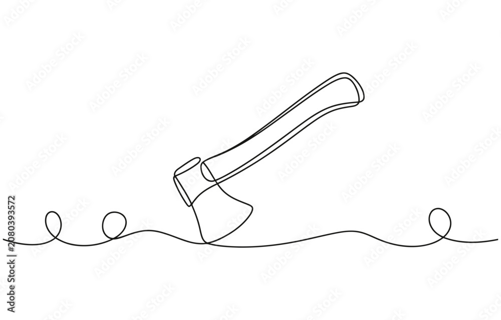 Obraz premium Continuous one line drawing of axe design.