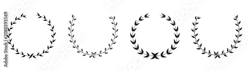 Tableau sur toile Ornate black laurel wreath award icons set isolated on transparent background