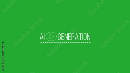 Animation of the AI video creation icon and text on a chroma key background. 4K