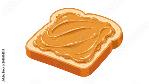 Quadro su tela Slice of toast bread with creamy peanut butter spread
