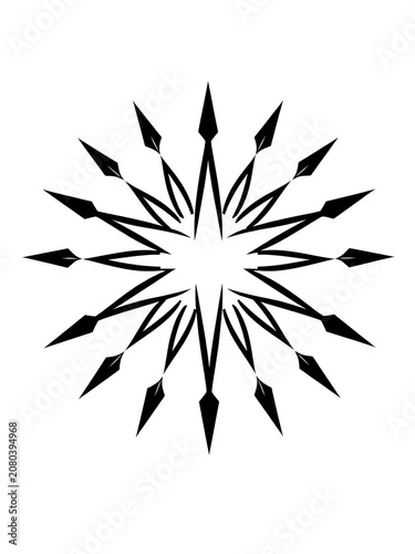 Stylized black star with multiple points radiating outwards on a white background design element vector, modern aesthetic, graphic design