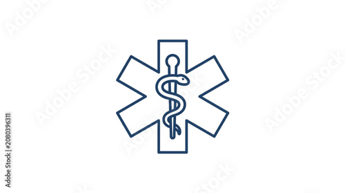 Bild auf Leinwand Star of Life medical symbol with snake and staff.