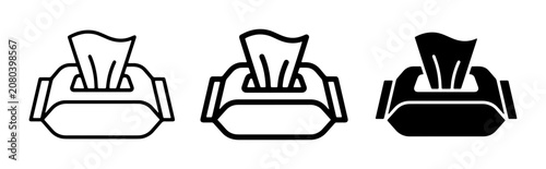 Foto Wet Wipes Icons, Hygiene and Cleaning Vector Graphics, Disposable Tissue Pack Sy