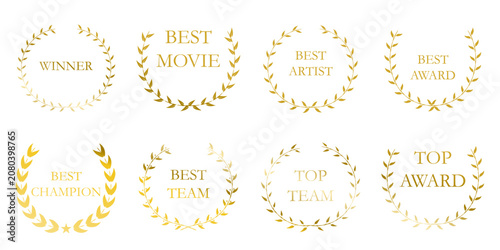 Schilderij op canvas Corporate gold laurel foliate vector icon set