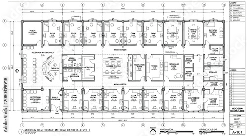 Bild auf Leinwand Architectural floor plan for western healthcare medical center level 1