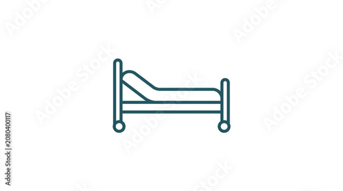 Simple Hospital Bed Icon Line Art Medical Equipment.
