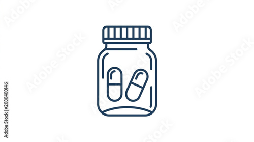 Foto Simple illustration of a medicine bottle with two capsules inside