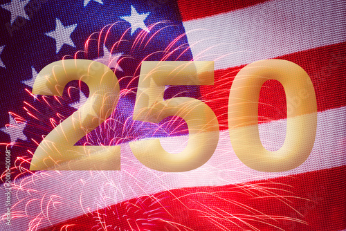 250 against fireworks and waved United States flag