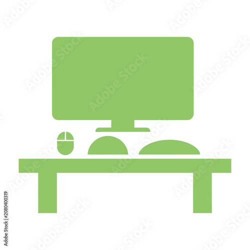 Computer desk with monitor and mouse