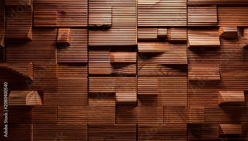Wooden Wall Texture With Wood Acoustic Panels Background Pattern