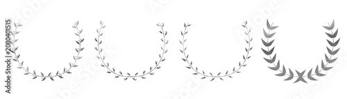 Smart silver laurel wreath award icons set isolated on transparent background. Certificate frame for champion trophy, achievement success sign, heraldry nobility emblem asset backdrop Vector.