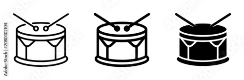 Принти на полотні Drum Icons Set, Percussion Instrument Vector Graphics, Musical Beat Symbols, Mar