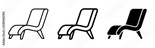 Obraz na płótnie Modern Chaise Lounge Icons, Minimalist Sun Lounger Vector Set, Contemporary Outd