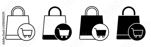Slika na platnu Collection of Shopping Bags with Cart Icons.