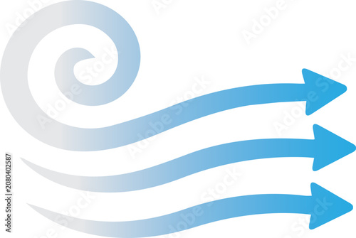 Abstract Blue Wind Flow Arrow Icon for Air Direction, Wind Movement and Airflow Vector