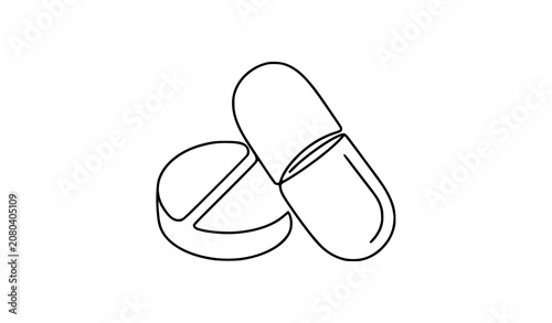 Minimal pet icons set veterinary care dog cat paw vaccine outline vector eps10